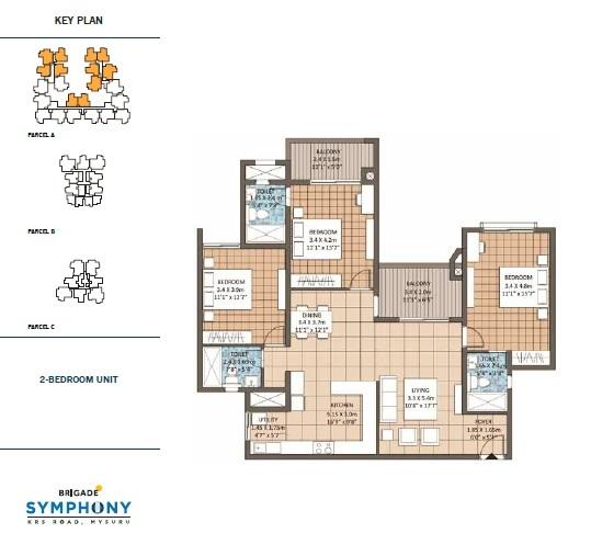 Mysore - Brigade Symphony - Block A, B & C - Floor Plan