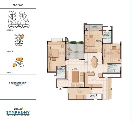 Mysore - Brigade Symphony - Block A, B & C - Floor Plan