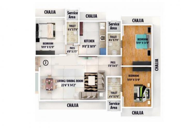 Modispaces Pearly Shell - Floor Plan