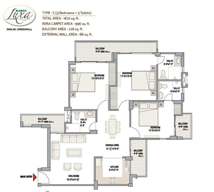 Eldeco Luxa - Floor Plan