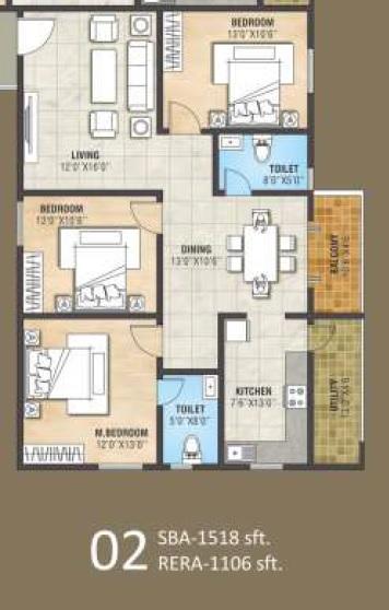 Navajyothi Nava Vaibhava A Block - Floor Plan