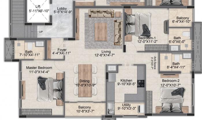 Pushkars Temple Tree - Floor Plan