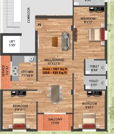 Sri Hari Vrindavan - Floor Plan