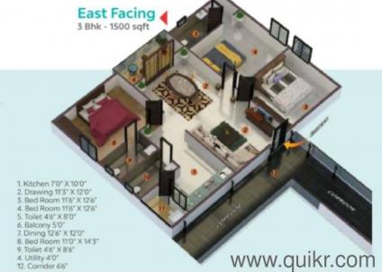 3 BHK 1500 Sq. ft Apartment for Sale in Sector 73, Noida