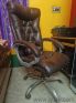 Brown faux leather high-back executive office chair :|: Office Chairs,Metal body,5500,Almost Like New,Individual,Used